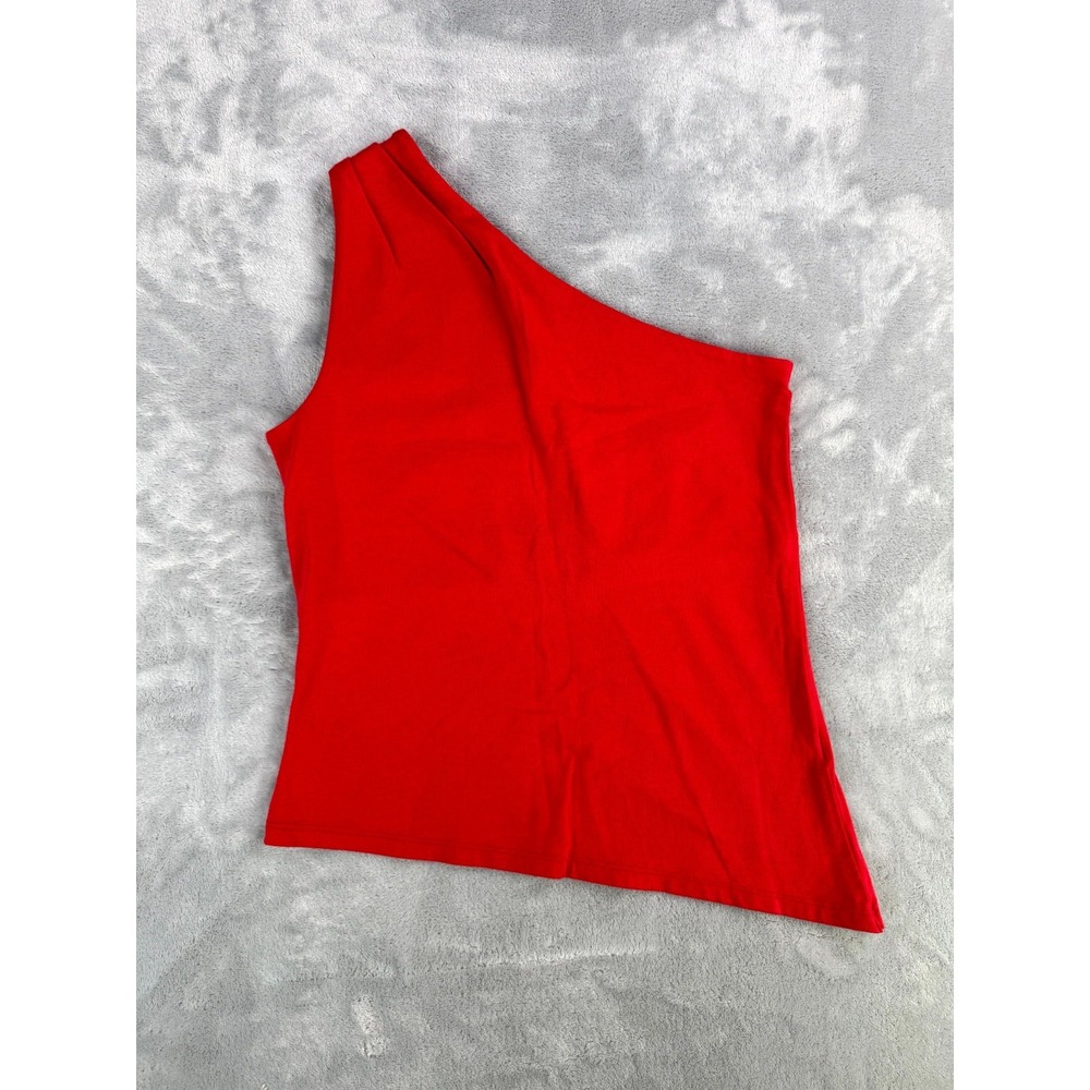 Hollister One Shoulder Blouse Top Womens Small Rust Red Preppy Asymmetric Hem